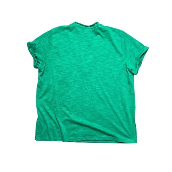 Aemi + Co Side Slit V-Neck Short Rolled Sleeve T-Shirt Green Size Large - Picture 4 of 8